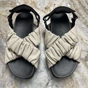 Adolfo Dominguez Taupe Rubber And Leather Crossed Sandal